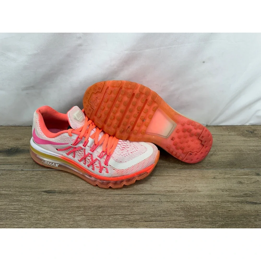 Nike‎ Air Max 2015 GS White Pink Bright Crimson Running Shoes 705458-101